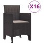 Conjunto de comedor de jardín con cojines 17 pcs Marrón PP en Mesas de jardín | Comprar online en Foru.es