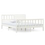 Estructura de cama doble de madera maciza blanco 135x190 cm de vidaXL, Camas y somieres - Ref: Foro24-3101129, Precio: 161,79...