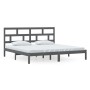 Estructura de cama de madera maciza de pino gris 200x200 cm de vidaXL, Camas y somieres - Ref: Foro24-3101240, Precio: 172,99...