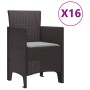 Conjunto de comedor de jardín con cojines 17 pcs Marrón PP en Mesas de jardín | Comprar online en Foru.es