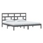 Estructura de cama de madera maciza de pino gris 200x200 cm de vidaXL, Camas y somieres - Ref: Foro24-3101240, Precio: 172,99...