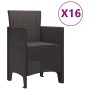 Conjunto de comedor de jardín con cojines 17 pcs Marrón PP en Mesas de jardín | Comprar online en Foru.es