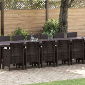 Conjunto de comedor de jardín con cojines 17 pcs Marrón PP en Mesas de jardín | Comprar online en Foru.es