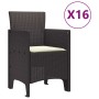 Conjunto de comedor de jardín con cojines 17 pcs Marrón PP en Mesas de jardín | Comprar online en Foru.es