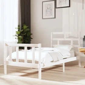 Solid white pine wood bed frame 90x200 cm by vidaXL, Beds and slatted bases - Ref: Foro24-3101334, Price: 101,72 €, Discount: %