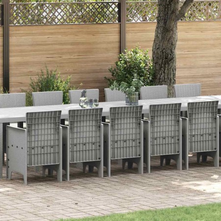 Conjunto de comedor de jardín con cojines 17 pcs Gris Claro PP en Mesas de jardín | Comprar online en Foru.es