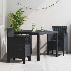 Conjunto de Comedor de Jardín 3 pcs Antracita Ratan Polt en Mesas de jardín | Comprar online en Foru.es