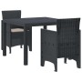 Conjunto de Comedor de Jardín 3 pcs Antracita Ratan Polt en Mesas de jardín | Comprar online en Foru.es
