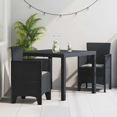 Conjunto de Comedor de Jardín 3 pcs Antracita Ratan Polt en Mesas de jardín | Comprar online en Foru.es