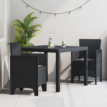 Conjunto de Comedor de Jardín 3 pcs Antracita Ratan Polt en Mesas de jardín | Comprar online en Foru.es