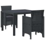 Conjunto de Comedor de Jardín 3 pcs Antracita Ratan Polt en Mesas de jardín | Comprar online en Foru.es