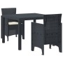 Conjunto de Comedor de Jardín 3 pcs Antracita Ratan Polt en Mesas de jardín | Comprar online en Foru.es