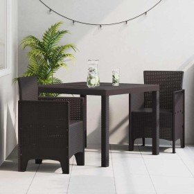 Conjunto de Comedor de Jardín 3 pcs Marrón Ratan Polt en Mesas de jardín | Comprar online en Foru.es