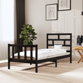 Estructura de cama madera maciza de pino negro 100x200 cm de vidaXL, Camas y somieres - Ref: Foro24-3101342, Precio: 140,54 €...
