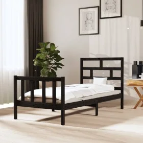 Solid black pine wood bed frame 100x200 cm by vidaXL, Beds and slatted bases - Ref: Foro24-3101342, Price: 138,74 €, Discount: %