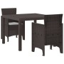 Conjunto de Comedor de Jardín 3 pcs Marrón Ratan Polt en Mesas de jardín | Comprar online en Foru.es