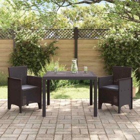 Conjunto de Comedor de Jardín 3 pcs Marrón Ratan Polt en Mesas de jardín | Comprar online en Foru.es
