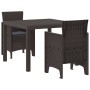 Conjunto de Comedor de Jardín 3 pcs Marrón Ratan Polt en Mesas de jardín | Comprar online en Foru.es