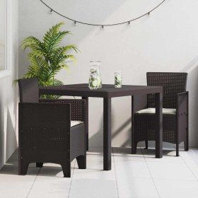 Conjunto de Comedor de Jardín 3 pcs Marrón Ratan Polt en Mesas de jardín | Comprar online en Foru.es