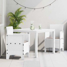 Conjunto de Comedor de Jardín 3 pcs Blanco Ratan Polt en Mesas de jardín | Comprar online en Foru.es