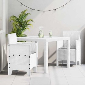 Conjunto de Comedor de Jardín 3 pcs Blanco Ratan Polt en Mesas de jardín | Comprar online en Foru.es