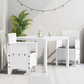 Conjunto de Comedor de Jardín 3 pcs Blanco Ratan Polt en Mesas de jardín | Comprar online en Foru.es