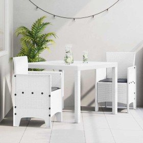 Conjunto de Comedor de Jardín 3 pcs Blanco Ratan Polt en Mesas de jardín | Comprar online en Foru.es