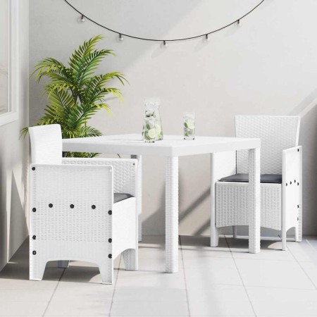 Conjunto de Comedor de Jardín 3 pcs Blanco Ratan Polt en Mesas de jardín | Comprar online en Foru.es