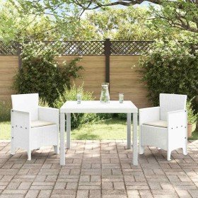 Conjunto de Comedor de Jardín 3 pcs Blanco Ratan Polt en Mesas de jardín | Comprar online en Foru.es