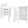 Conjunto de Comedor de Jardín 3 pcs Blanco Ratan Polt en Mesas de jardín | Comprar online en Foru.es