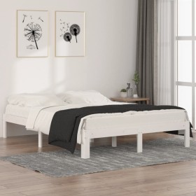 Estructura de cama madera maciza blanca King Size 150x200 cm de vidaXL, Camas y somieres - Ref: Foro24-810371, Precio: 112,84...