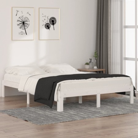 Estructura de cama madera maciza blanca King Size 150x200 cm de vidaXL, Camas y somieres - Ref: Foro24-810371, Precio: 112,84...