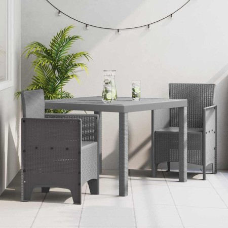 Conjunto de Comedor de Jardín 3 pcs Gris Claro Ratan Polt en Mesas de jardín | Comprar online en Foru.es