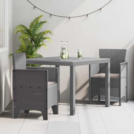 Conjunto de Comedor de Jardín 3 pcs Gris Claro Ratan Polt en Mesas de jardín | Comprar online en Foru.es