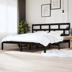 Bettgestell aus massivem schwarzem Kiefernholz, 200 x 200 cm von vidaXL, Betten und Lattenroste - Ref: Foro24-3101242, Preis:...