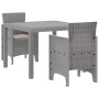 Conjunto de Comedor de Jardín 3 pcs Gris Claro Ratan Polt en Mesas de jardín | Comprar online en Foru.es