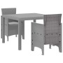 Conjunto de Comedor de Jardín 3 pcs Gris Claro Ratan Polt en Mesas de jardín | Comprar online en Foru.es