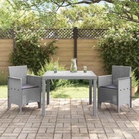 Conjunto de Comedor de Jardín 3 pcs Gris Claro Ratan Polt en Mesas de jardín | Comprar online en Foru.es