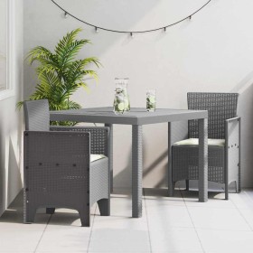 Conjunto de Comedor de Jardín 3 pcs Gris Claro Ratan Polt en Mesas de jardín | Comprar online en Foru.es