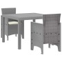 Conjunto de Comedor de Jardín 3 pcs Gris Claro Ratan Polt en Mesas de jardín | Comprar online en Foru.es