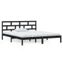 Schwarzer Doppelbettrahmen aus Massivholz, 135 x 190 cm von vidaXL, Betten und Lattenroste - Ref: Foro24-3101197, Preis: 165,...