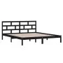Schwarzer Doppelbettrahmen aus Massivholz, 135 x 190 cm von vidaXL, Betten und Lattenroste - Ref: Foro24-3101197, Preis: 165,...