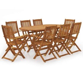 Set comedor de jardín plegable 9 piezas madera maciza de acacia en Conjuntos de jardín | Comprar online en Foru.es