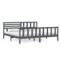 Estructura de cama de madera maciza gris 200x200 cm de vidaXL, Camas y somieres - Ref: Foro24-3101175, Precio: 194,08 €, Desc...