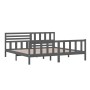 Estructura de cama de madera maciza gris 200x200 cm de vidaXL, Camas y somieres - Ref: Foro24-3101175, Precio: 194,08 €, Desc...