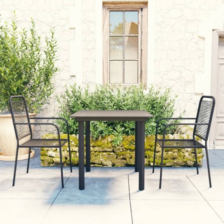 Set de comedor de jardín de 3 piezas vidrio y acero negro en Conjuntos de jardín | Comprar online en Foru.es