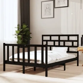 Estructura de cama de madera maciza de pino negro 140x190 cm de vidaXL, Camas y somieres - Ref: Foro24-3101332, Precio: 185,0...