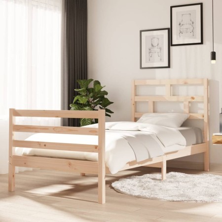 Estructura de cama madera maciza 90x200 cm de vidaXL, Camas y somieres - Ref: Foro24-3101268, Precio: 94,51 €, Descuento: %