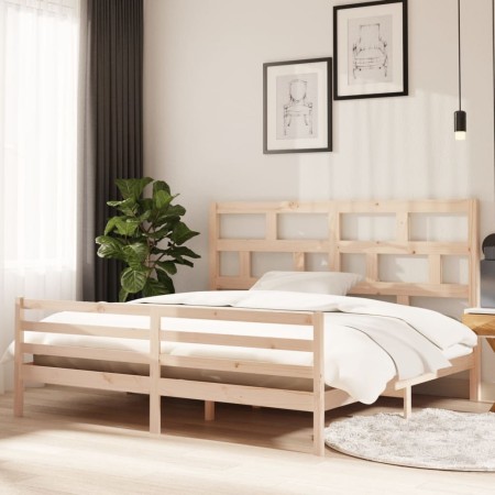 Estructura de cama de madera maciza de pino 200x200 cm de vidaXL, Camas y somieres - Ref: Foro24-3101303, Precio: 151,83 €, D...
