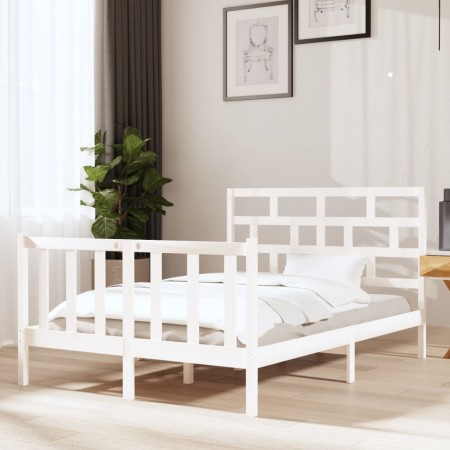 Estructura de cama madera maciza de pino blanco 135x190 cm de vidaXL, Camas y somieres - Ref: Foro24-3101324, Precio: 153,00 ...